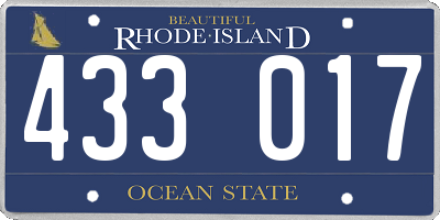 RI license plate 433017