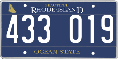 RI license plate 433019