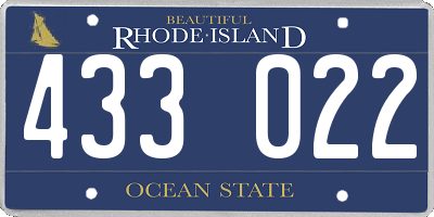 RI license plate 433022