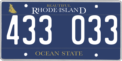 RI license plate 433033