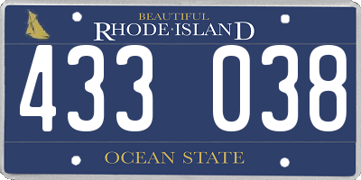 RI license plate 433038
