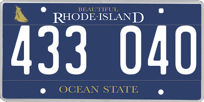 RI license plate 433040