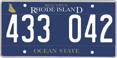 RI license plate 433042
