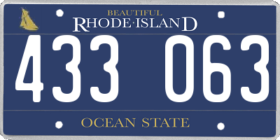 RI license plate 433063