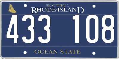 RI license plate 433108