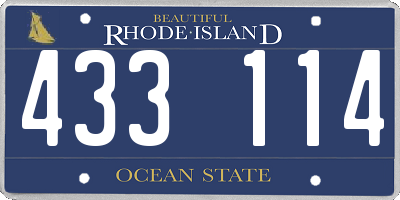 RI license plate 433114