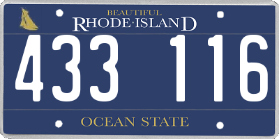 RI license plate 433116