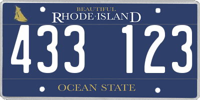 RI license plate 433123