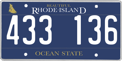 RI license plate 433136