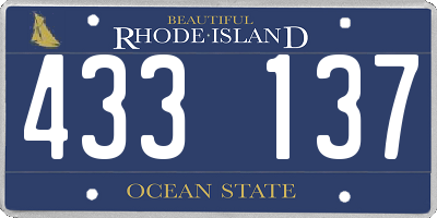 RI license plate 433137