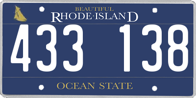 RI license plate 433138