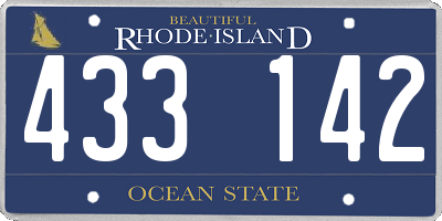 RI license plate 433142