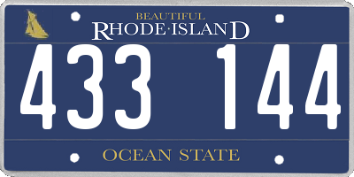 RI license plate 433144