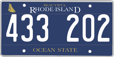 RI license plate 433202