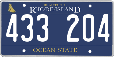 RI license plate 433204