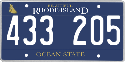 RI license plate 433205