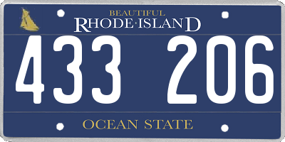 RI license plate 433206