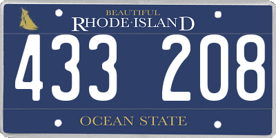 RI license plate 433208