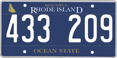 RI license plate 433209