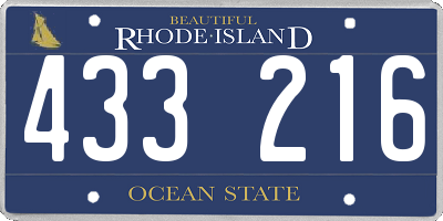 RI license plate 433216