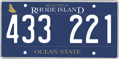 RI license plate 433221