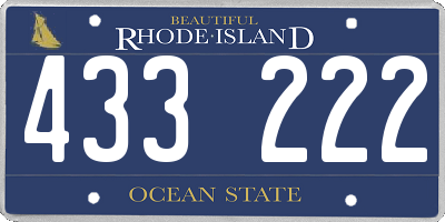 RI license plate 433222