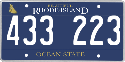 RI license plate 433223