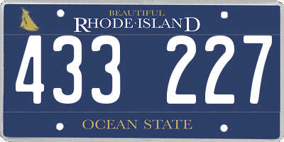 RI license plate 433227