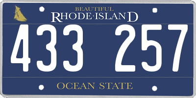 RI license plate 433257
