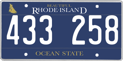 RI license plate 433258