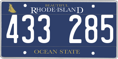 RI license plate 433285