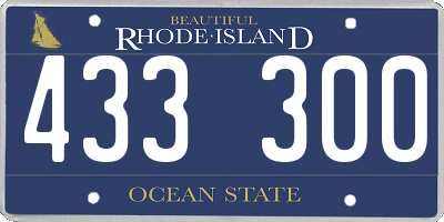 RI license plate 433300