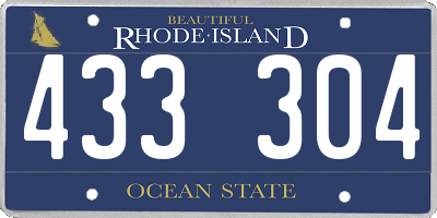 RI license plate 433304