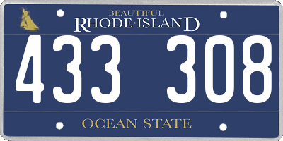 RI license plate 433308