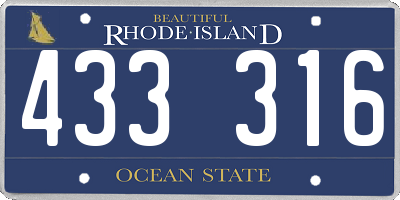 RI license plate 433316