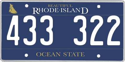 RI license plate 433322
