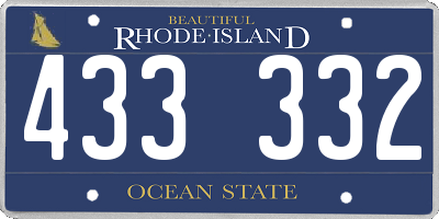 RI license plate 433332