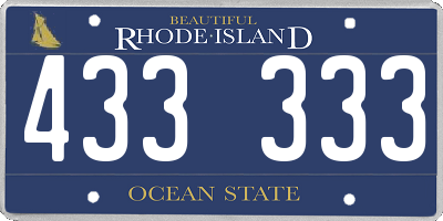 RI license plate 433333