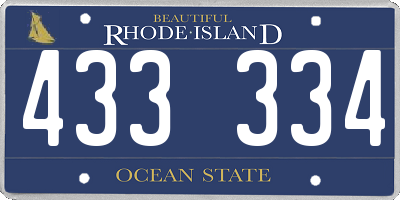 RI license plate 433334