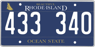 RI license plate 433340