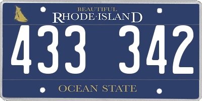 RI license plate 433342