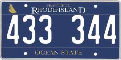 RI license plate 433344