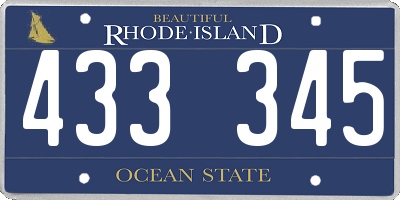 RI license plate 433345