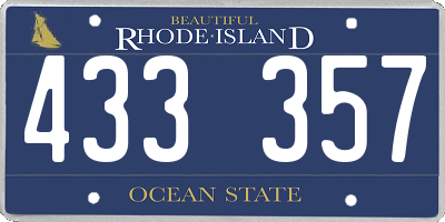RI license plate 433357
