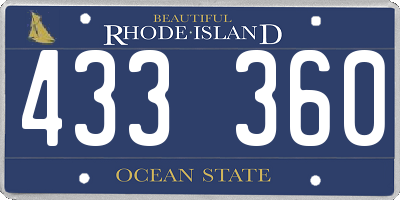 RI license plate 433360