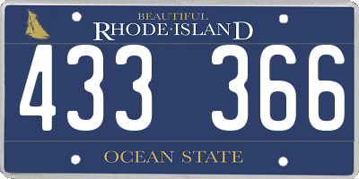 RI license plate 433366