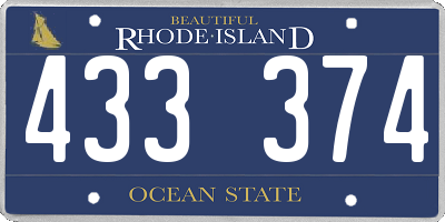 RI license plate 433374