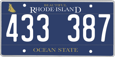 RI license plate 433387
