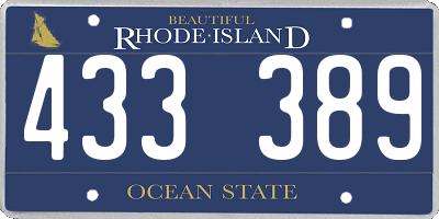 RI license plate 433389