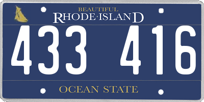 RI license plate 433416